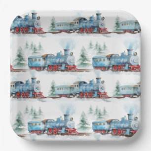 Train Paper Plates, Locomotive Party Tableware Plate