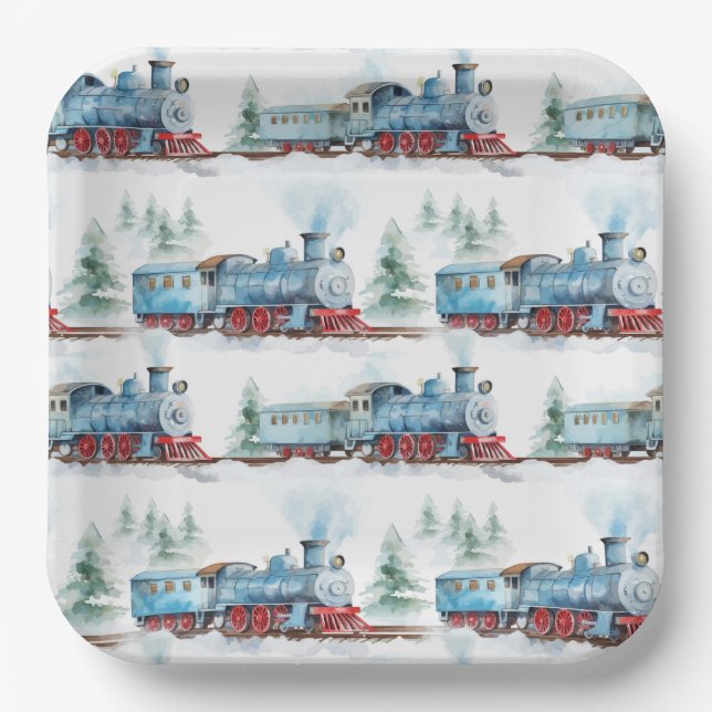 Train Paper Plates, Locomotive Party Tableware Plate (Front)