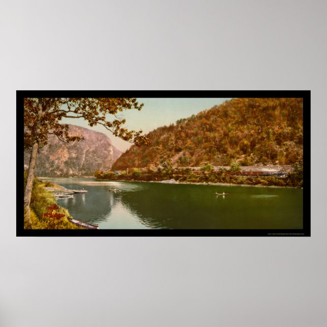 Train Passing by the Delaware Water Gap 1900 Poster (Front)