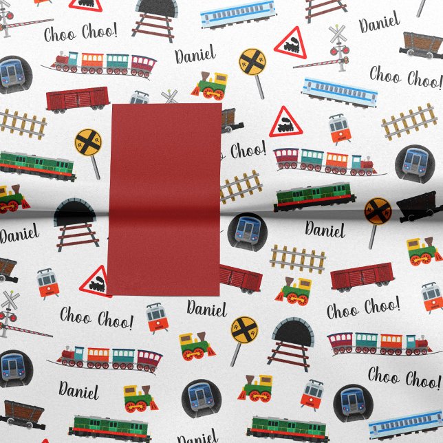 Train Pattern Little Boy First Name Choo Choo Kids Tissue Paper (Creator Uploaded)