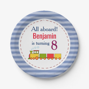 Train Personalized Any Age Birthday Paper Plate