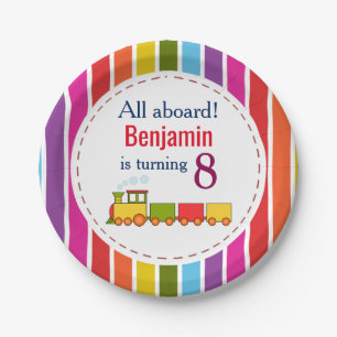 Train Personalized Any Age Birthday Paper Plate