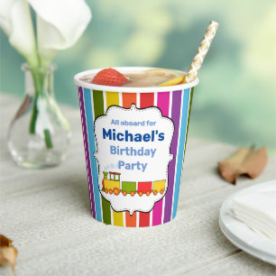 Train Personalized Birthday  Paper Cups