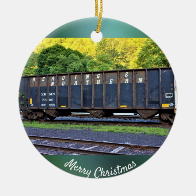 Train Photo Ceramic Ornament (Front)