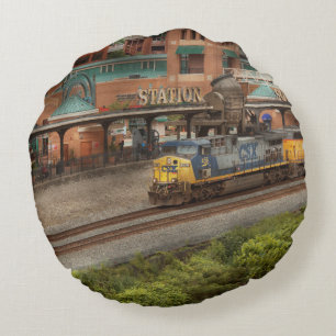 Train - Pittsburg, PA - Station Square Round Pillow