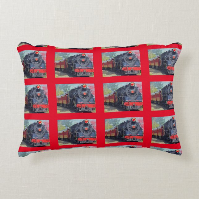 'Train'  Print'  Kids Room Accent Pillow (Front)