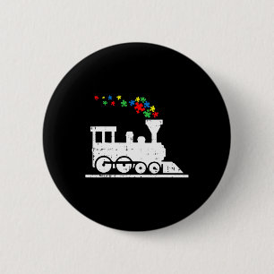 Train Puzzle Piece Autism Awareness Cute Boys Kids 2 Inch Round Button