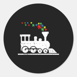 Train Puzzle Piece Autism Awareness Cute Boys Kids Classic Round Sticker