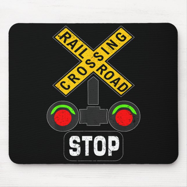 Train Railroad Crossing Lights Funny Traffic Signs Mouse Pad (Front)