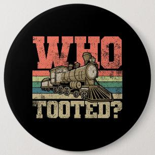 Train Railroad Locomotive 6 Inch Round Button