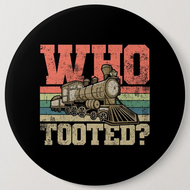 Train Railroad Locomotive 6 Inch Round Button (Front)