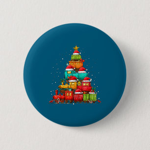 Train Railroad Locomotive Christmas Tree Xmas Hat  2 Inch Round Button