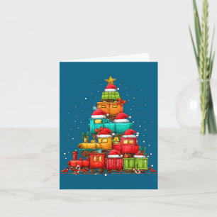 Train Railroad Locomotive Christmas Tree Xmas Hat  Card