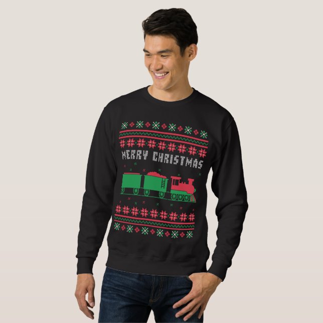 Train Railroad Ugly Christmas Sweater (Front Full)