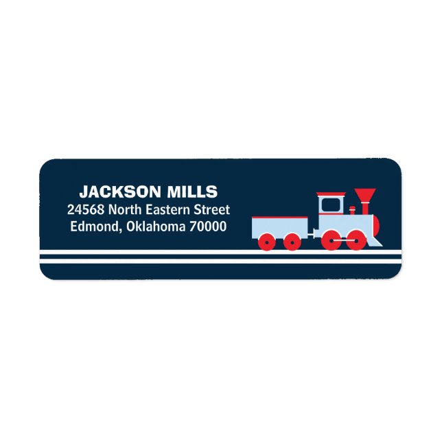Train Return Address Label, Birthday Party (Front)