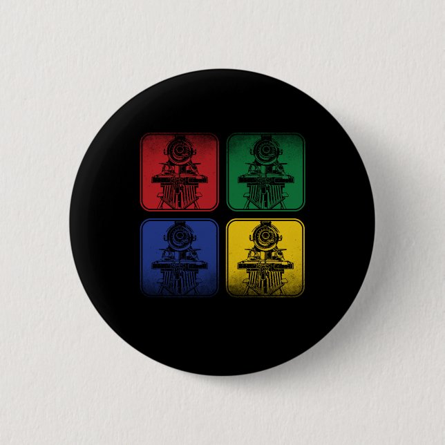 Train RGBY Locomotive Train Driver Operator Gift 2 Inch Round Button (Front)