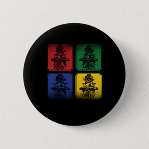 Train RGBY Locomotive Train Driver Operator Gift 2 Inch Round Button