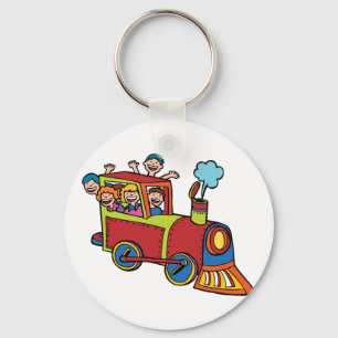 Train Riders Cartoon Keychain
