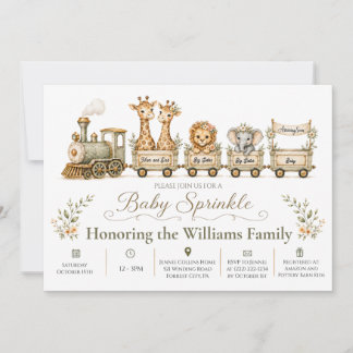 Train Safari Two Siblings Baby Sprinkle Invite