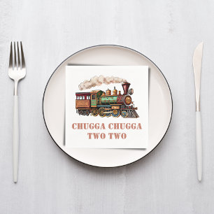 Train Second 2nd Birthday Party Chugga Chugga Two  Napkin