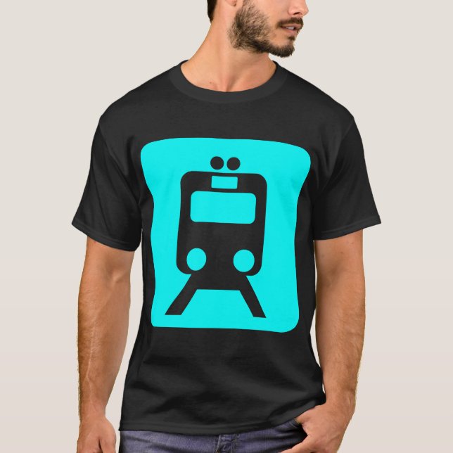Train Sign - Cyan T-Shirt (Front)