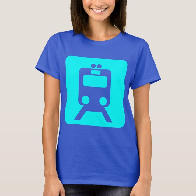 Train Sign - Cyan T-Shirt (Front)