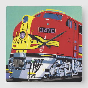 Train Square Wall Clock
