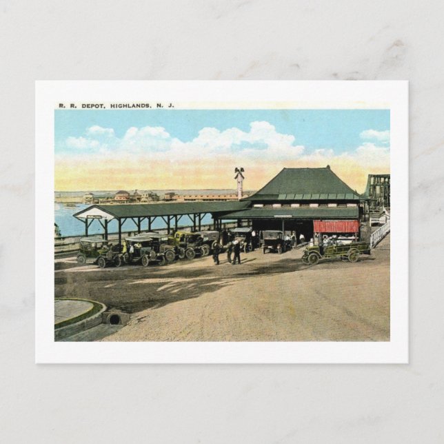 Train Station, Atlantic Highlands NJ Vintage Postcard (Front)