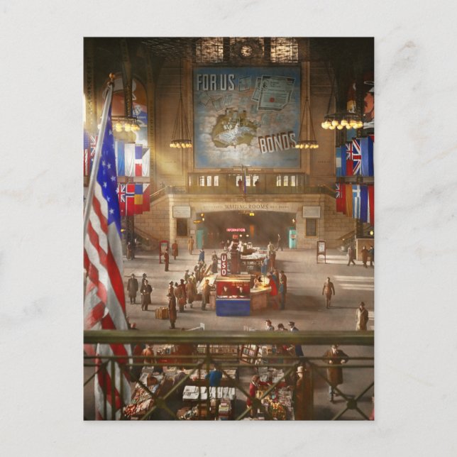 Train Station - Chicago Ill - For us 1943 Postcard (Front)