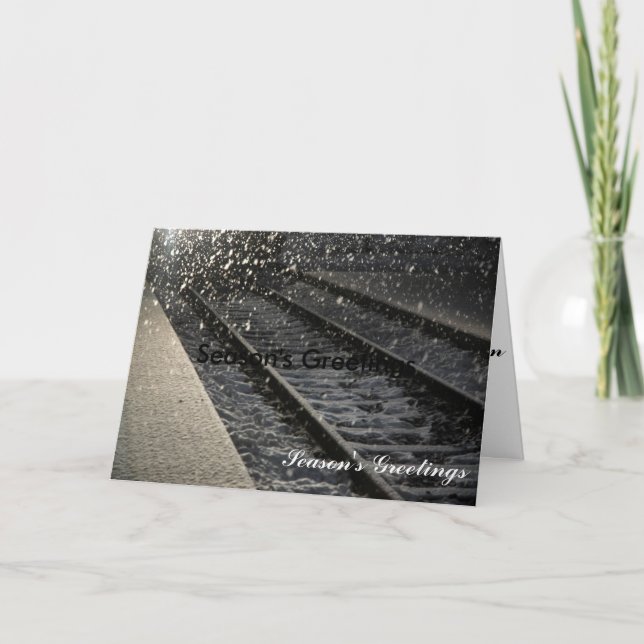 Train Station in Winter Holiday Card (Front)