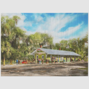 Train Station - New Smyrna Train Station 1904 Tissue Paper