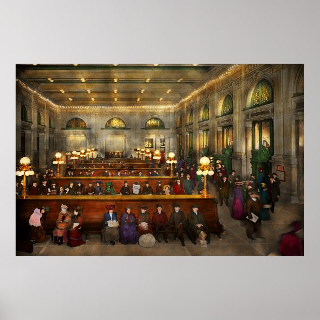 Train Station - Waiting in Grand Central 1904 Poster (Front)