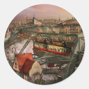 Train Station - Wuppertal Suspension Railway 1913 Classic Round Sticker