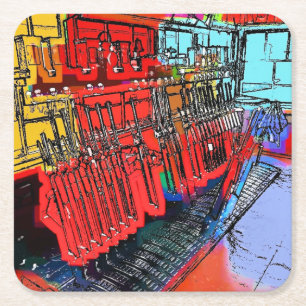 TRAIN STATIONS SQUARE PAPER COASTER
