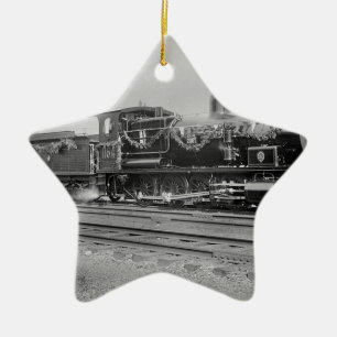 train steam locomotive engine old railway railroad ceramic ornament