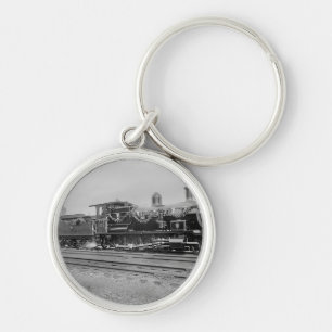 train steam locomotive engine old railway railroad keychain