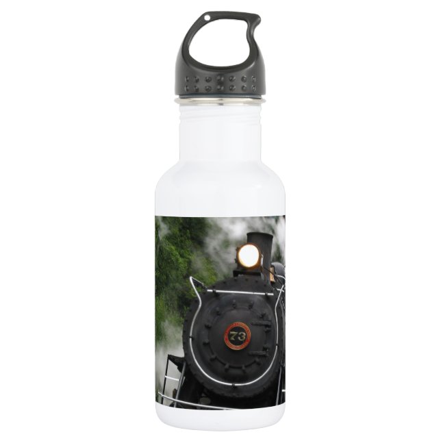 train steam rail railway station engine rails art 532 ml water bottle (Front)