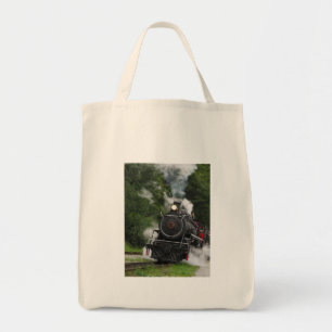 train steam rail railway station engine rails art tote bag