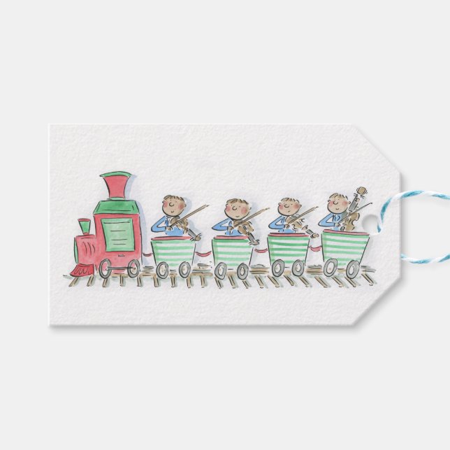 Train String Quartet Gift Tags (Front (Horizontal))