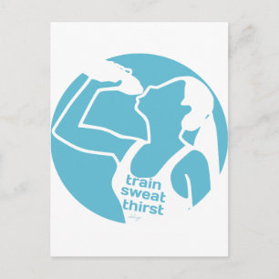 TRAIN SWEAT THIRST (F) blue Postcard
