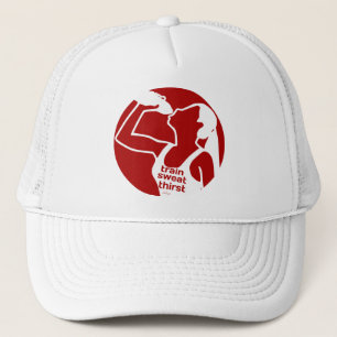 TRAIN SWEAT THIRST (F) red Trucker Hat