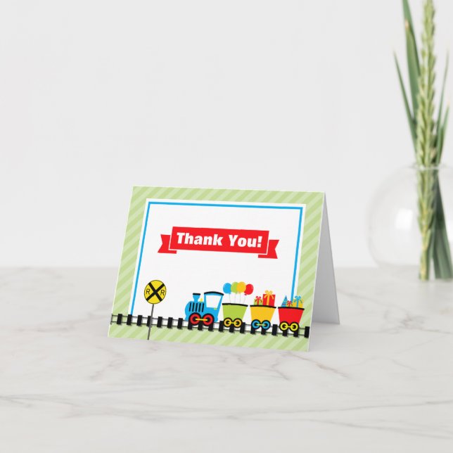 Train Thank You Card Folded Note Card (Front)