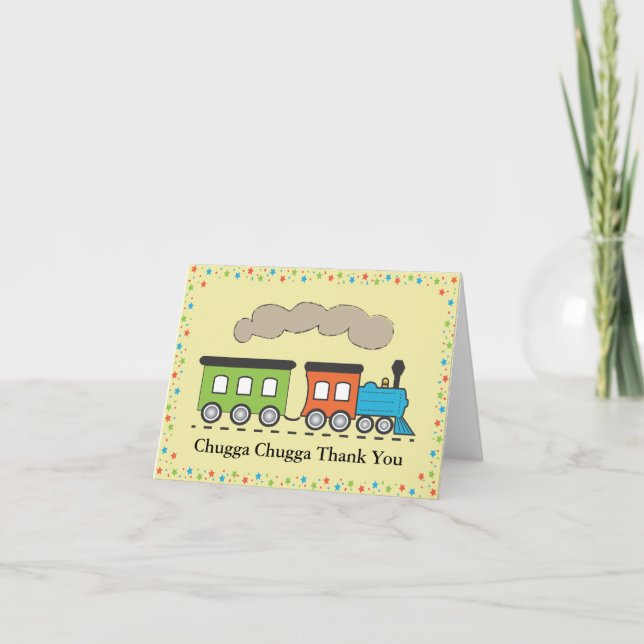 Train Thank You Card - Yellow (Front)