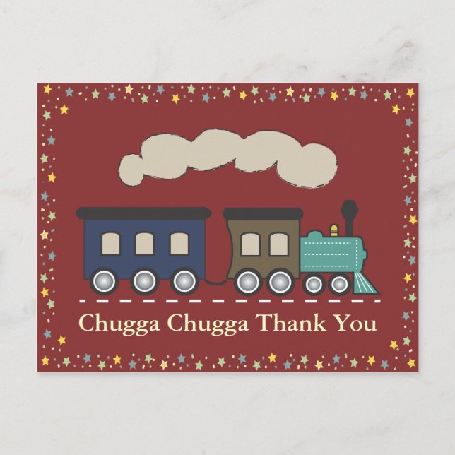 Train Thank You Postcard - Red (Front)