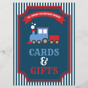 Train themed party birthday Cards and Gifts Sign