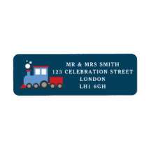Train themed return address label