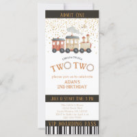 Train Ticket 2nd Birthday Party Invitation