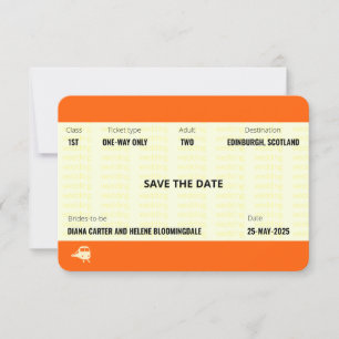 Train Ticket Inspired LGBTQ+ Save the Date Invitation