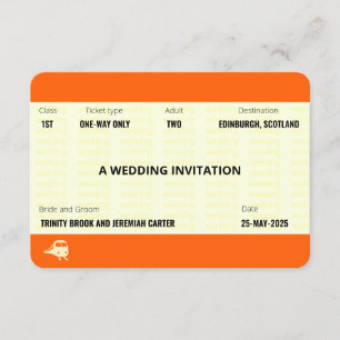 Train Ticket Inspired   Wedding Invitation