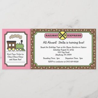 Train Ticket Invite - Pink & Brown